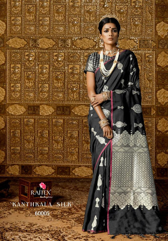 Black-Grey Partywear Designer Embroidery Lace Border Cadbury Chiffon Saree