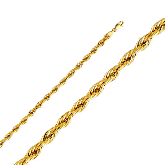 14k Yellow Gold Solid Diamond Cut Rope Chain Necklace 18" 1.5mm to 4mm