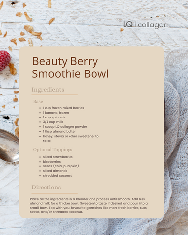 beauty berry smoothie bowl recipe using LQ collagen powder