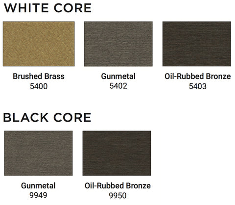 white core and black core swatch options