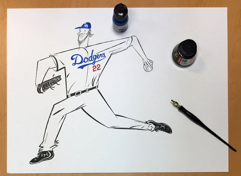 Dodgers pitcher drawn in marker