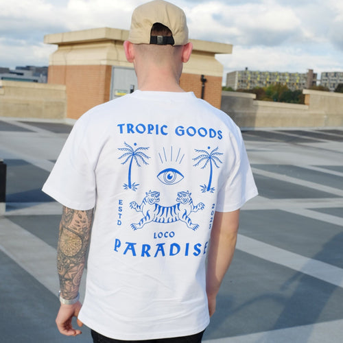 Loco Paradise T-Shirt - White/Cobalt Blue