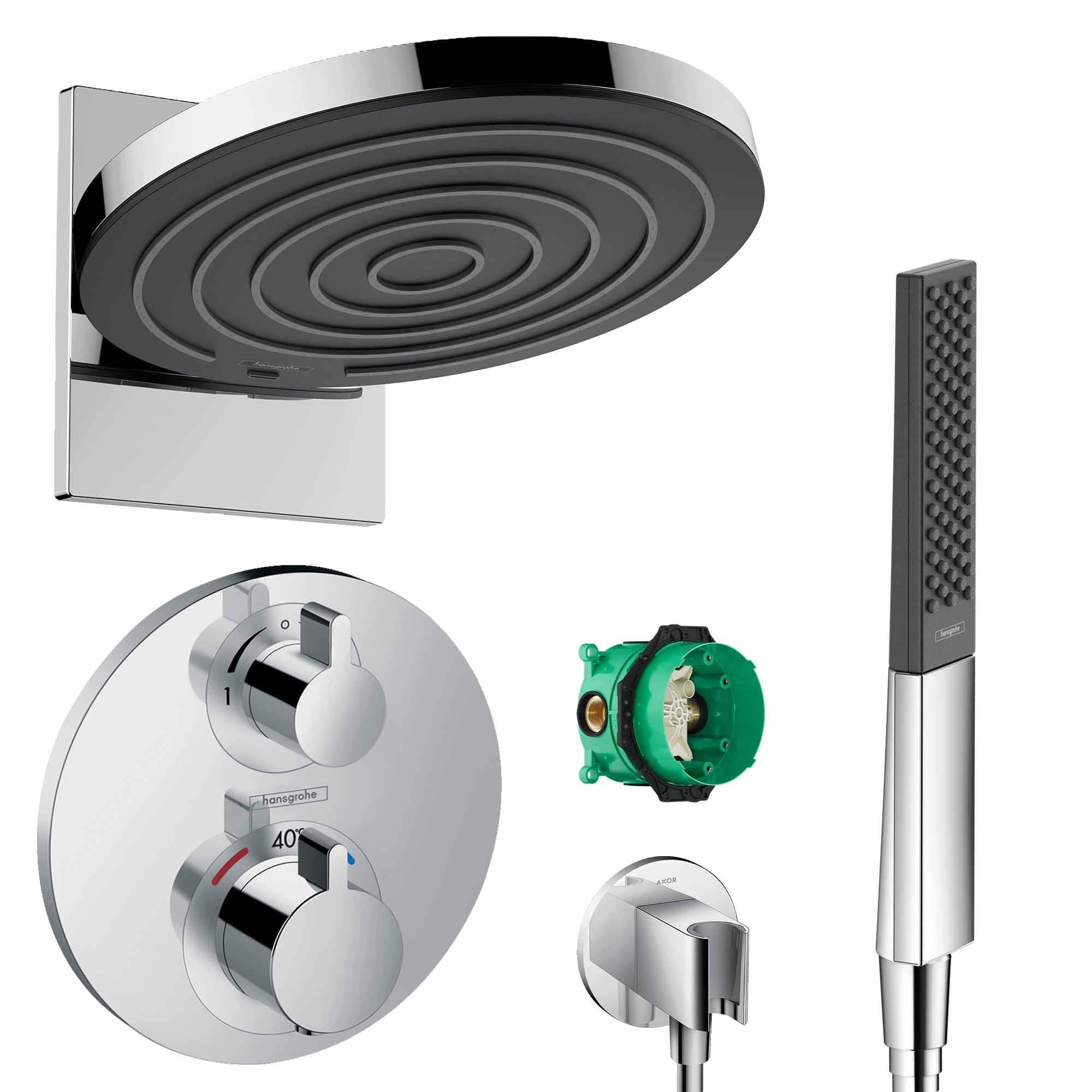 Hansgrohe Round 2 Outlet Thermostatic Valve with Pulsify 260