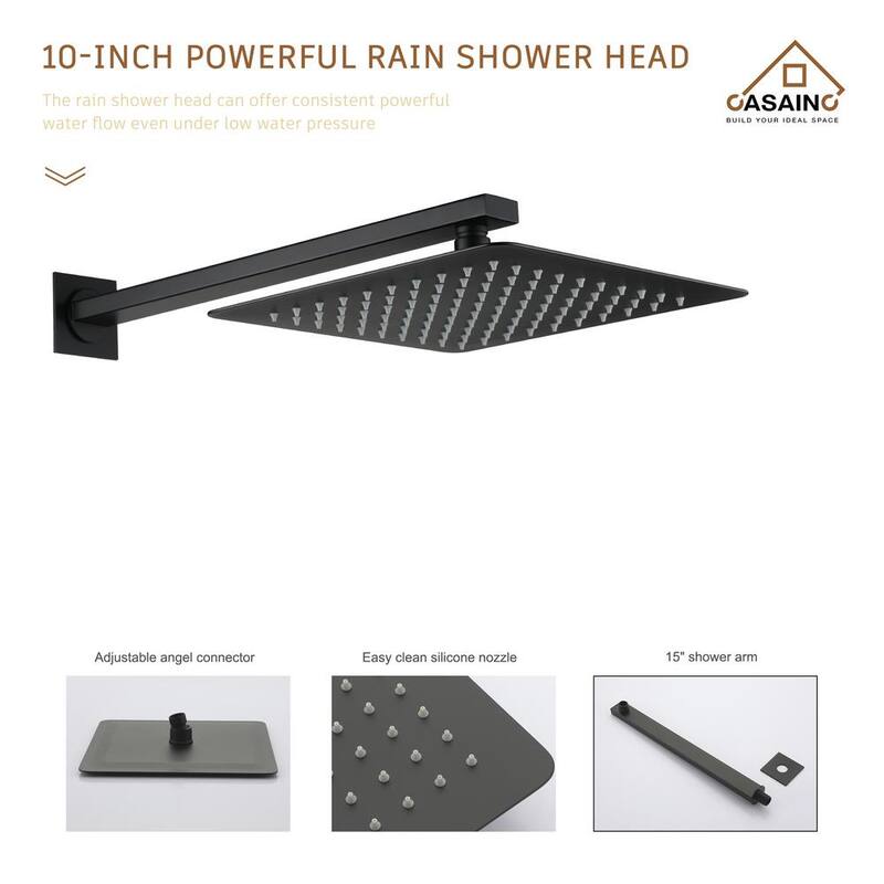 1-Spray Patterns with 1.5 GPM 10 in. Wall Mounted Dual Shower Heads in Matte Black