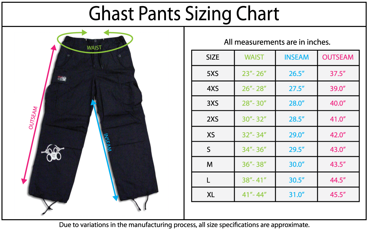 Flared Sweatpants Size Chart