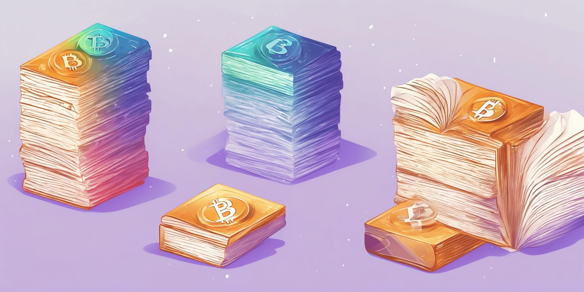 Dictionaries with the Bitcoin logo on