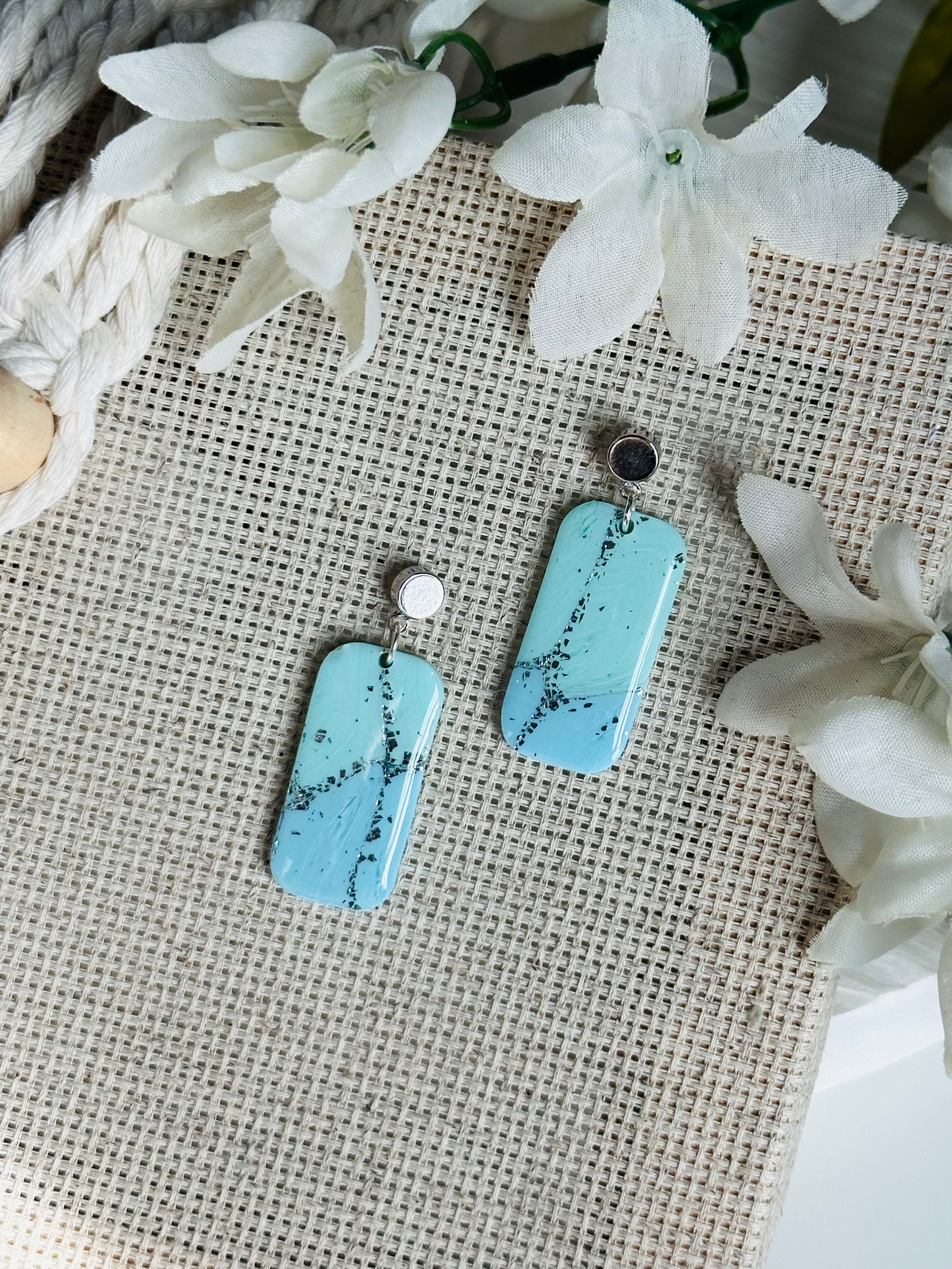 Spring Pastel Rainbows - Rounded Rectangle Earring