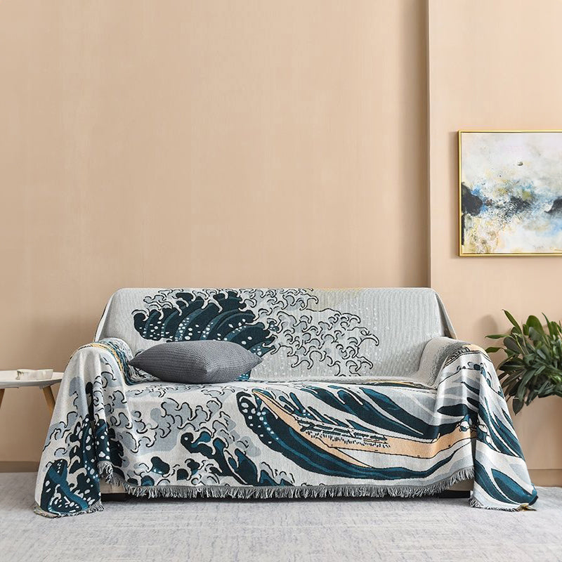 The Great Wave Throw Blanket - Bow  Snow product image