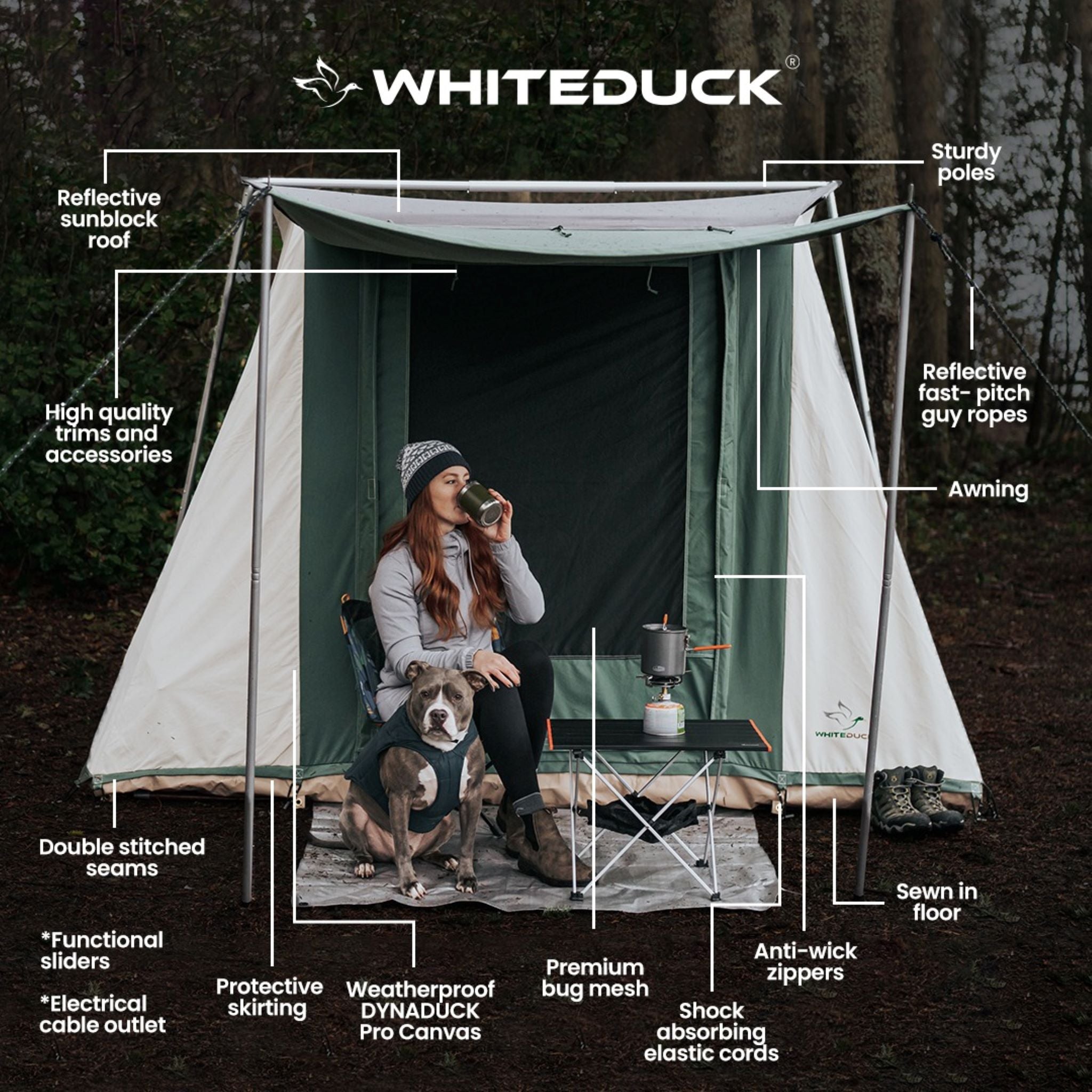 White Duck 7'x9' Prota Canvas Cabin Tent, Deluxe, Water Repellent