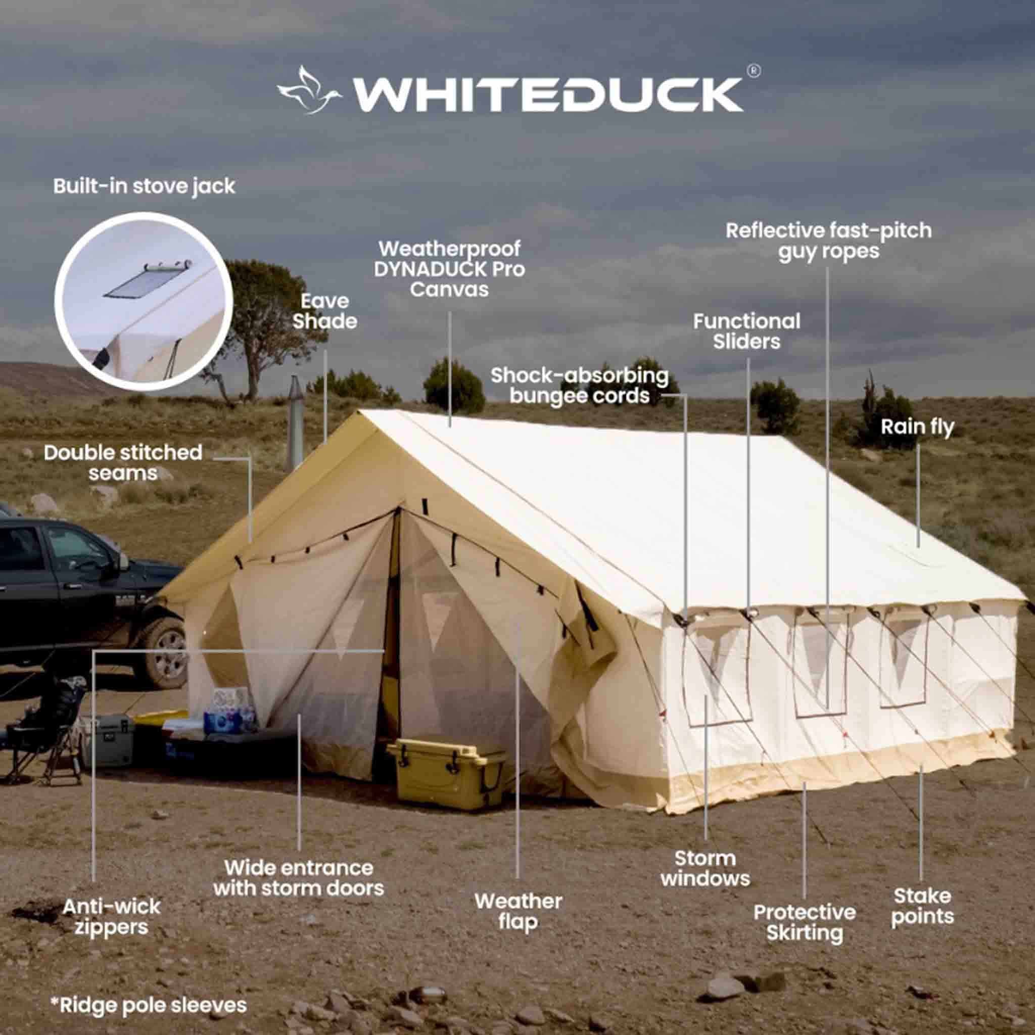 White Duck 16'x20' Alpha Wall Tent, Canvas Camping & Hunting Tent