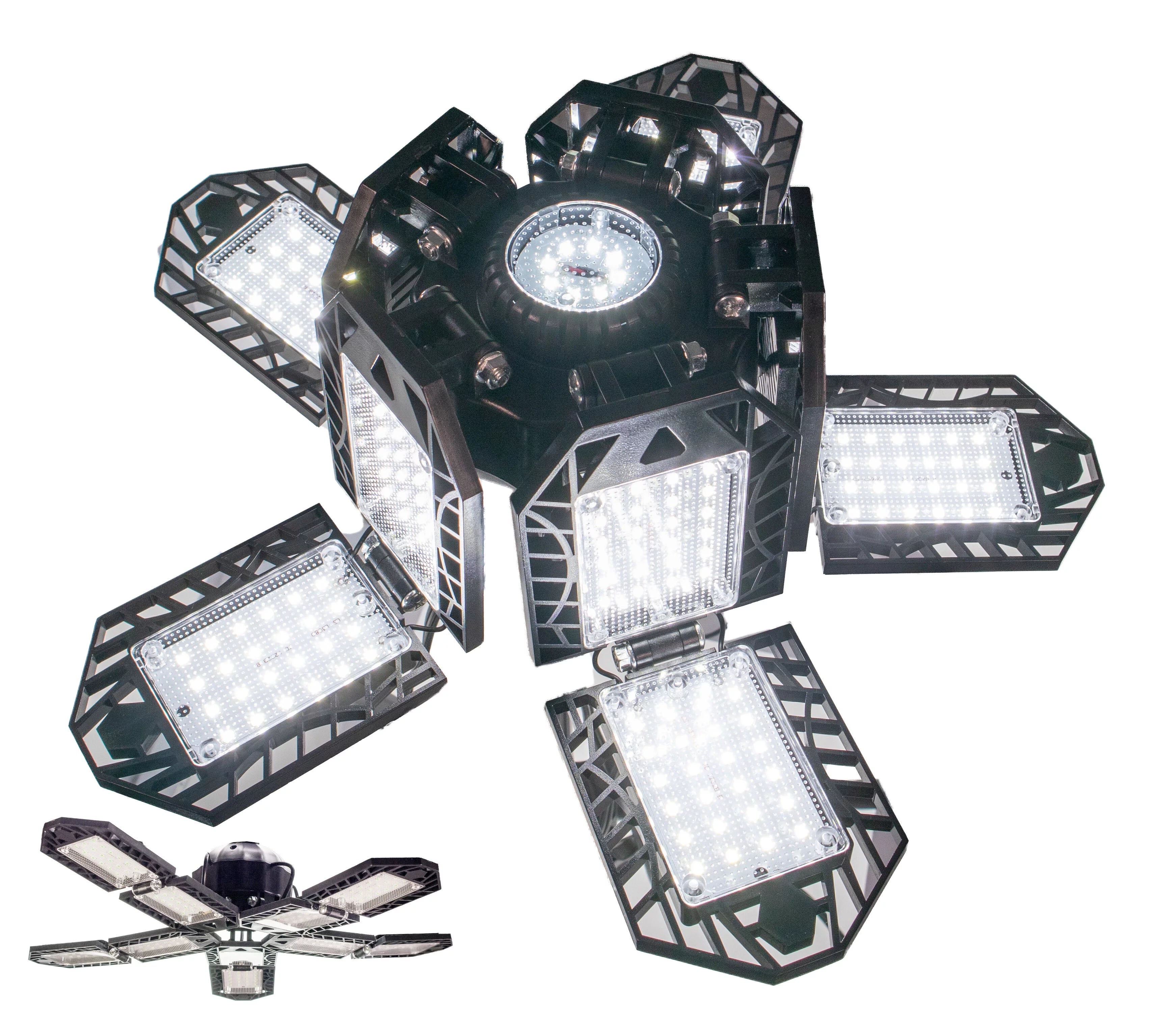 10 Leaf Garage Led Light Bulb 60W LED w/ Adjustable Aluminum Panels, 256 LEDs, E26/E27 6000K - 7200LM Ceiling Fixture for Basement Warehouse Workshop Home