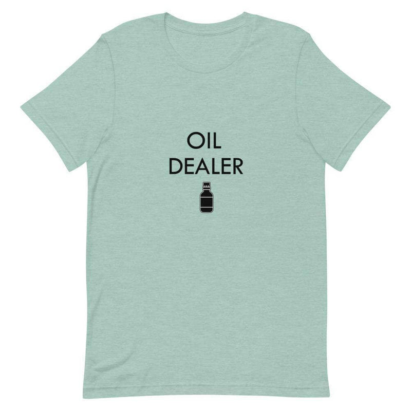 "Oil Dealer" Short-Sleeve Unisex T-Shirt Apparel Your Oil Tools Heather Prism Dusty Blue XS 