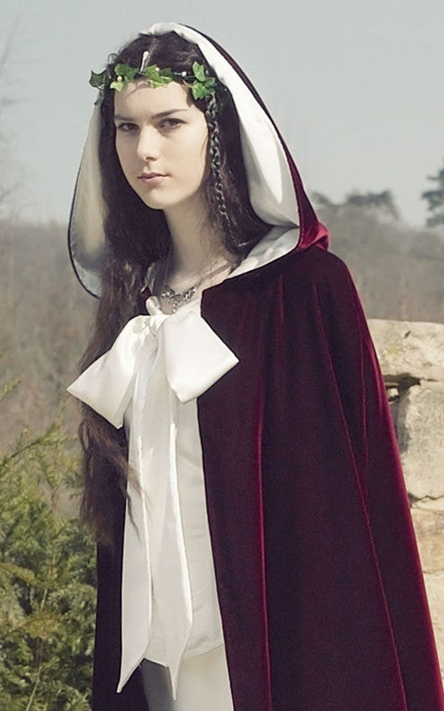 Wine velvet cloak with ivory satin lining: Wedding, Handfasting – The ...