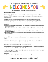 PTO PTA Welcome Letter Template