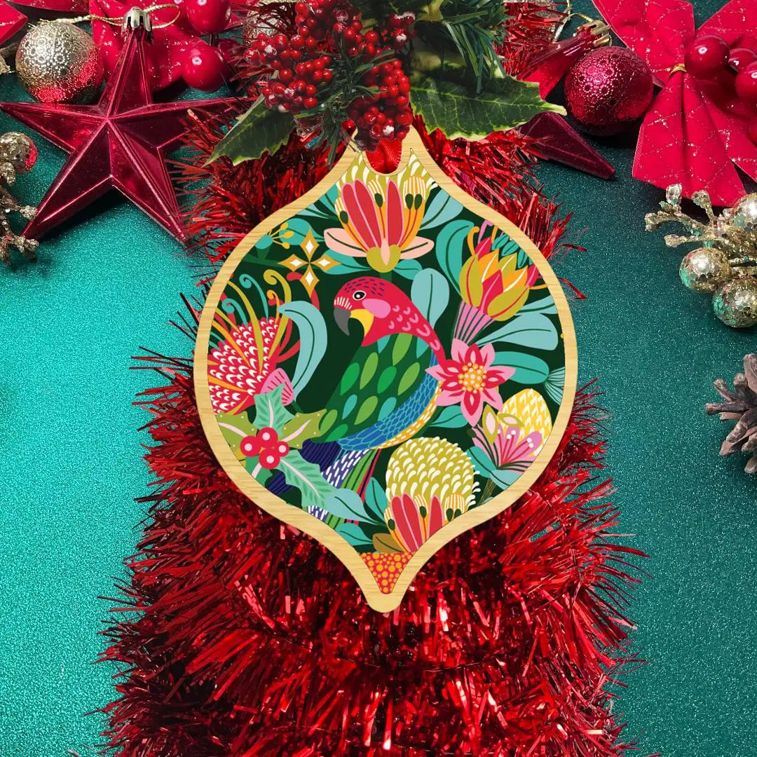 Aussie Rosella Christmas Bauble - Kirsten Katz