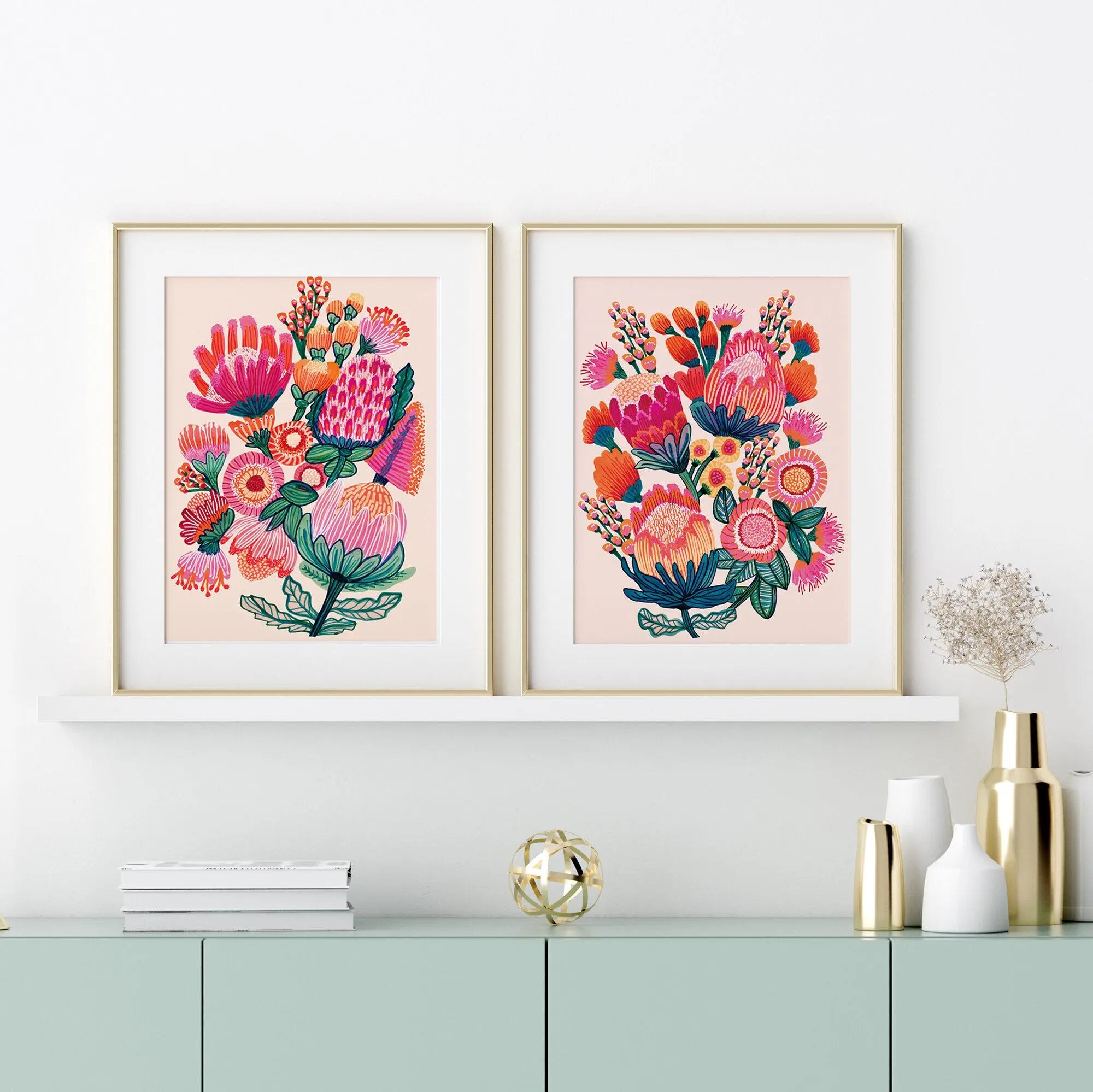 Australian Flowers Gallery Wall Art Set Kirsten Katz