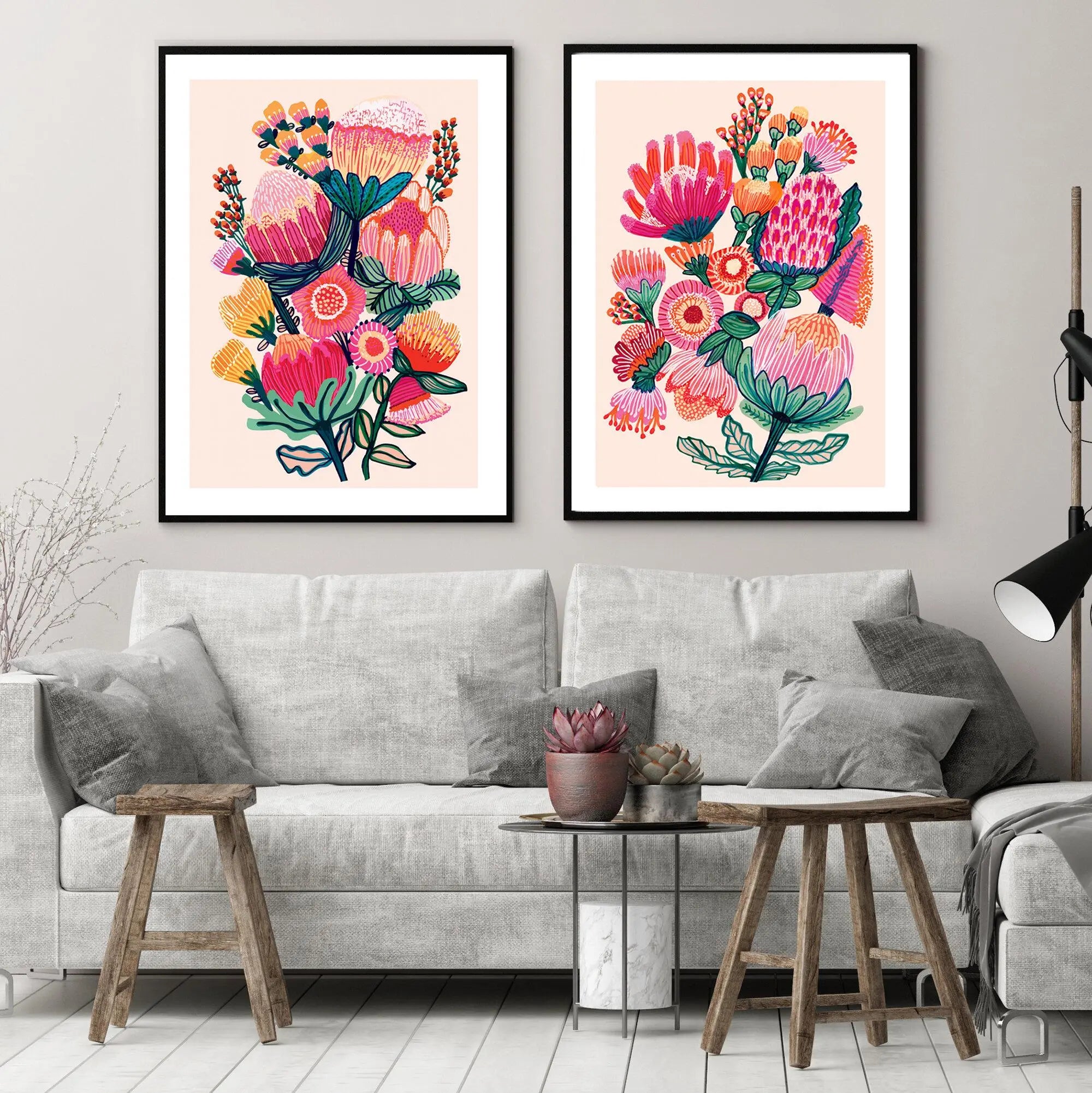 Australian Flowers Wall Art Botanical Print Set Kirsten Katz