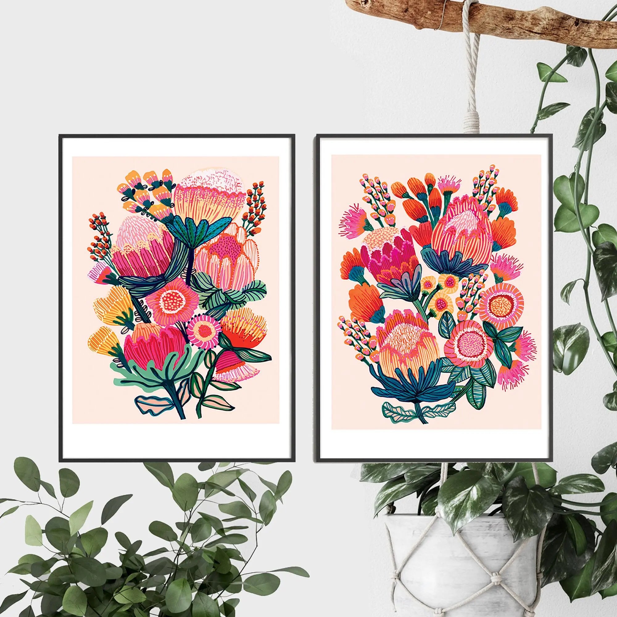 Australian Native Flowers Wall Art Print Set Kirsten Katz