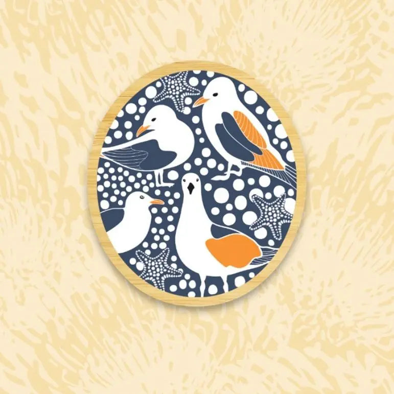 Australian Seagull Birds Wooden Brooch - Kirsten Katz