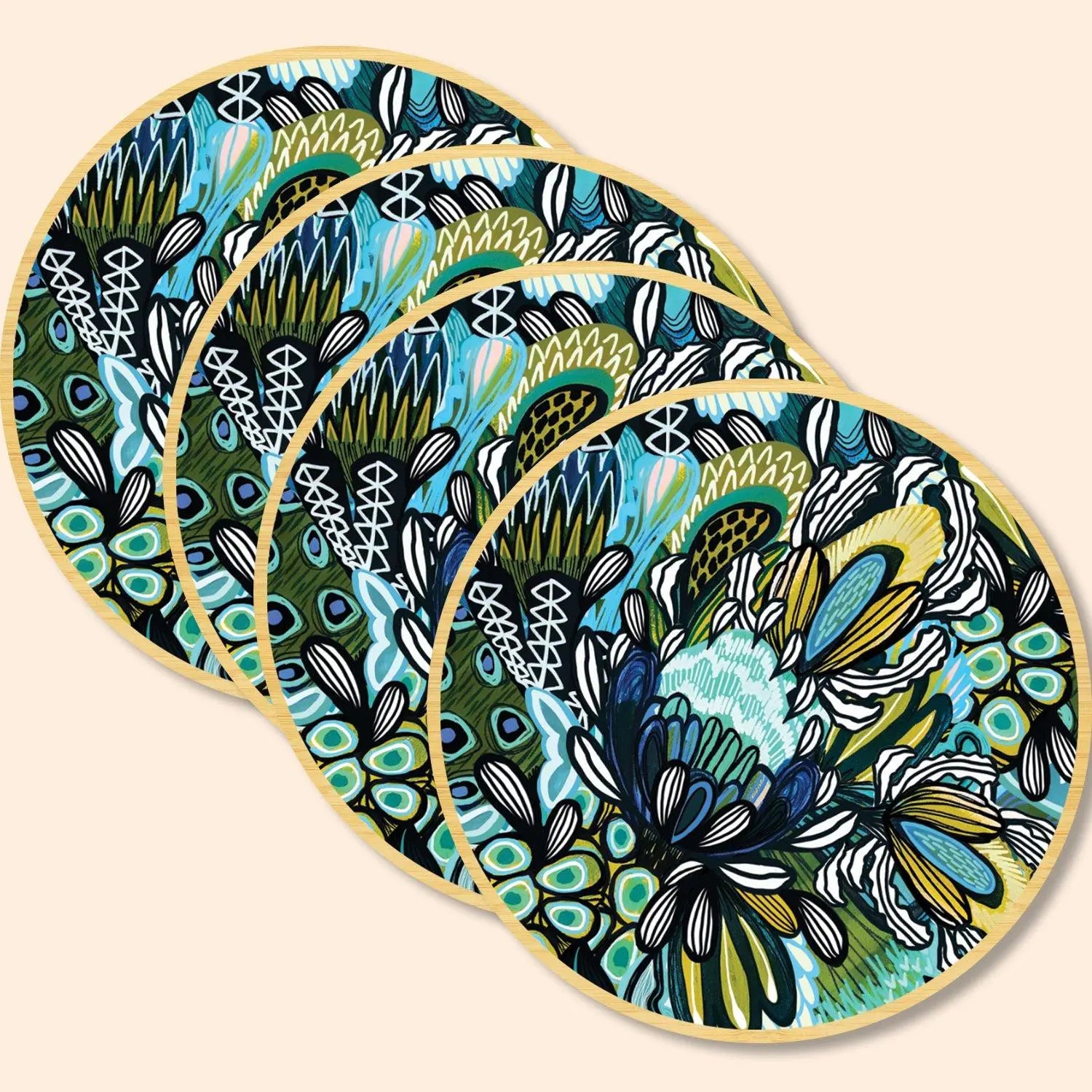 Azure Proteas Australian Wooden Coaster Set Kirsten Katz