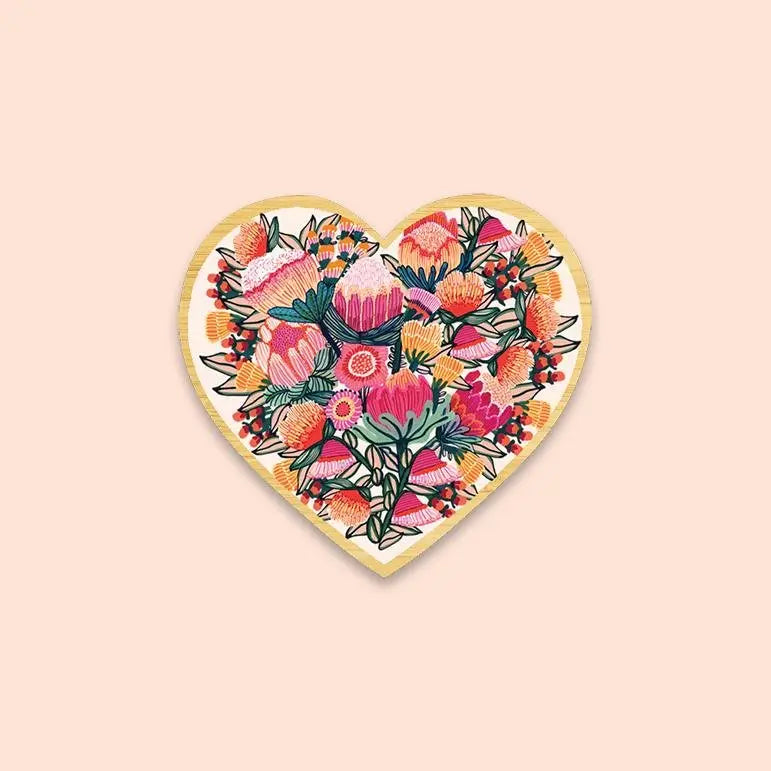 Flowers of Oz Heart Wooden Brooch Kirsten Katz