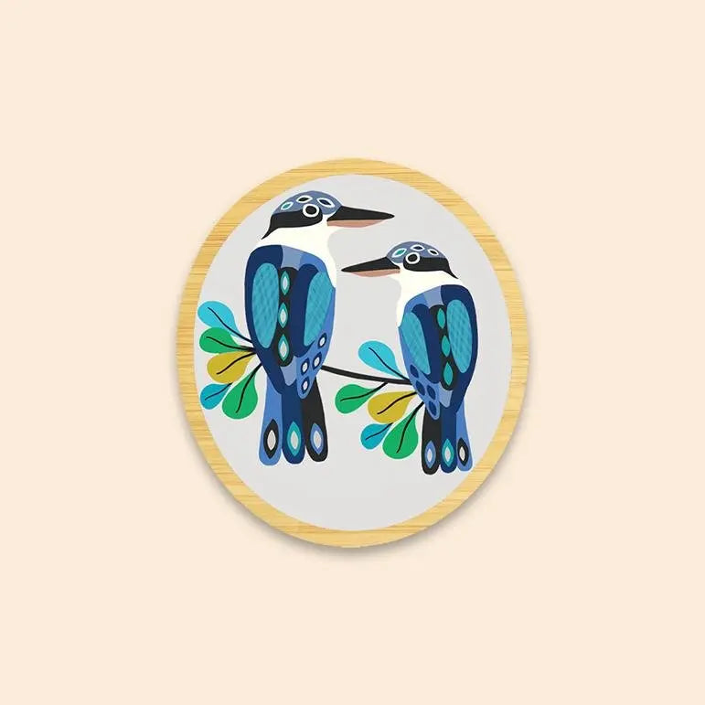 Kingfishers Wooden Brooch Kirsten Katz