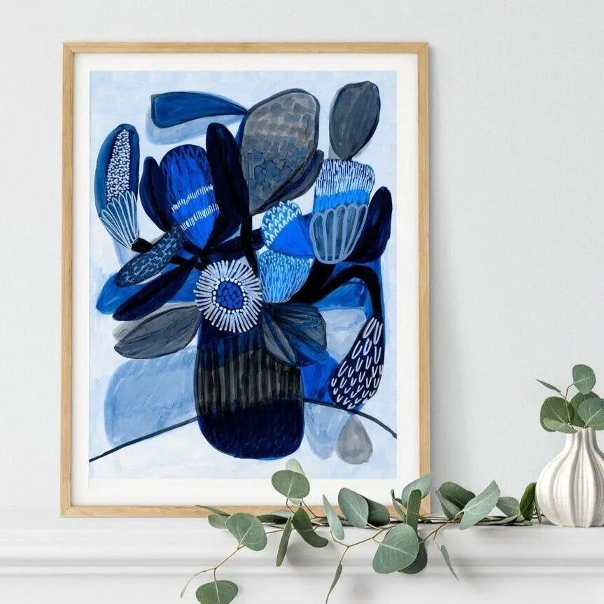 Native Blue Bunch Modern Art Print Kirsten Katz