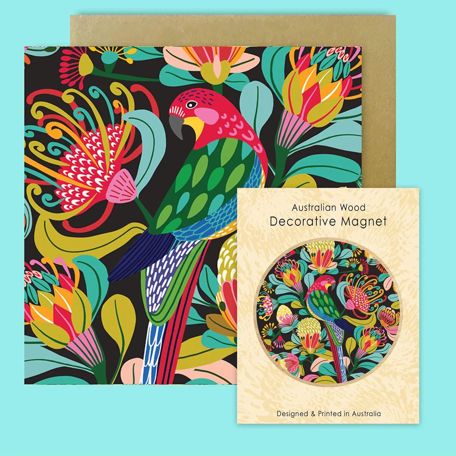 Rosella Bird Magnet & Card Gift Set Kirsten Katz