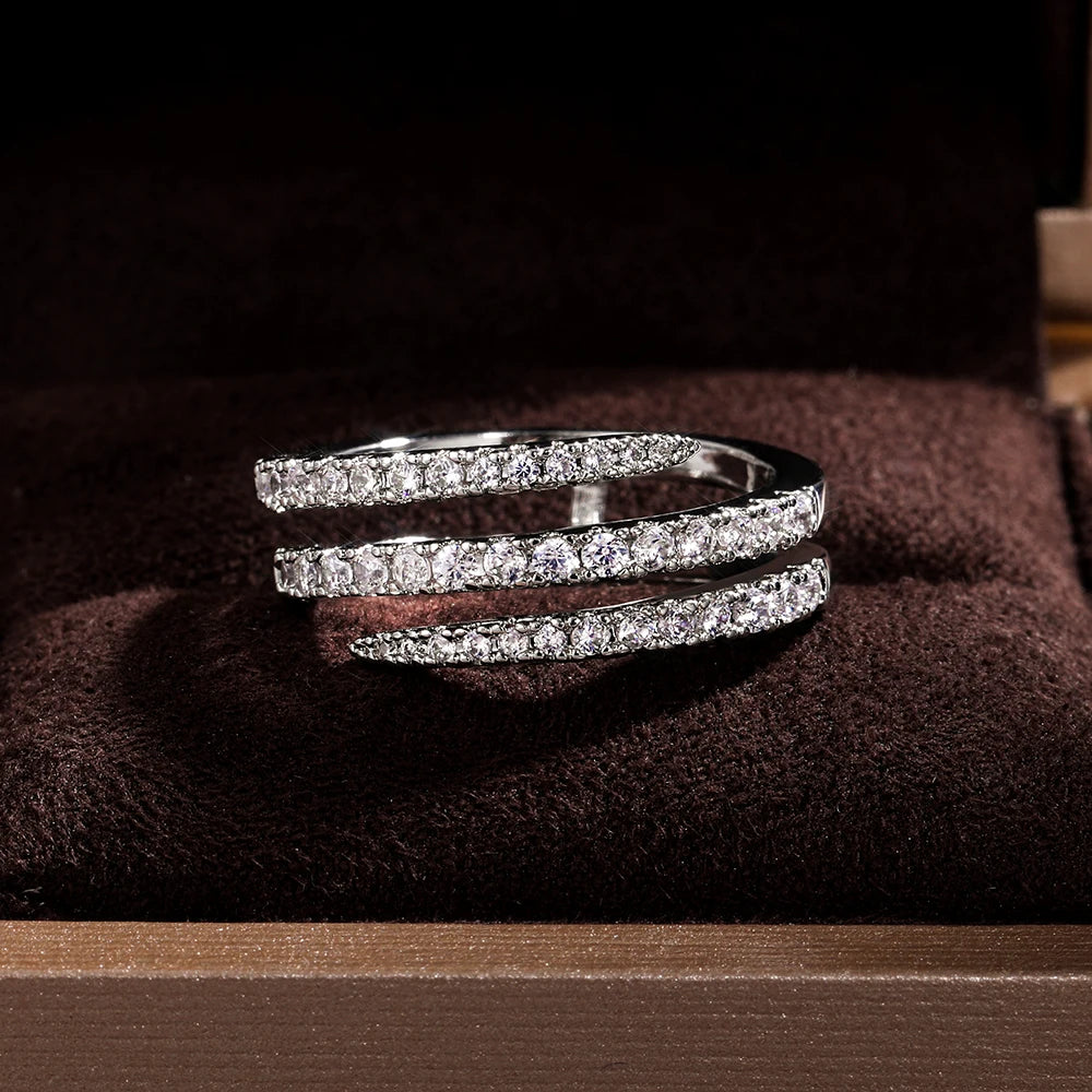 Undiw Geometric Cubic Zircon Bridal Proposal Ring - Image 4