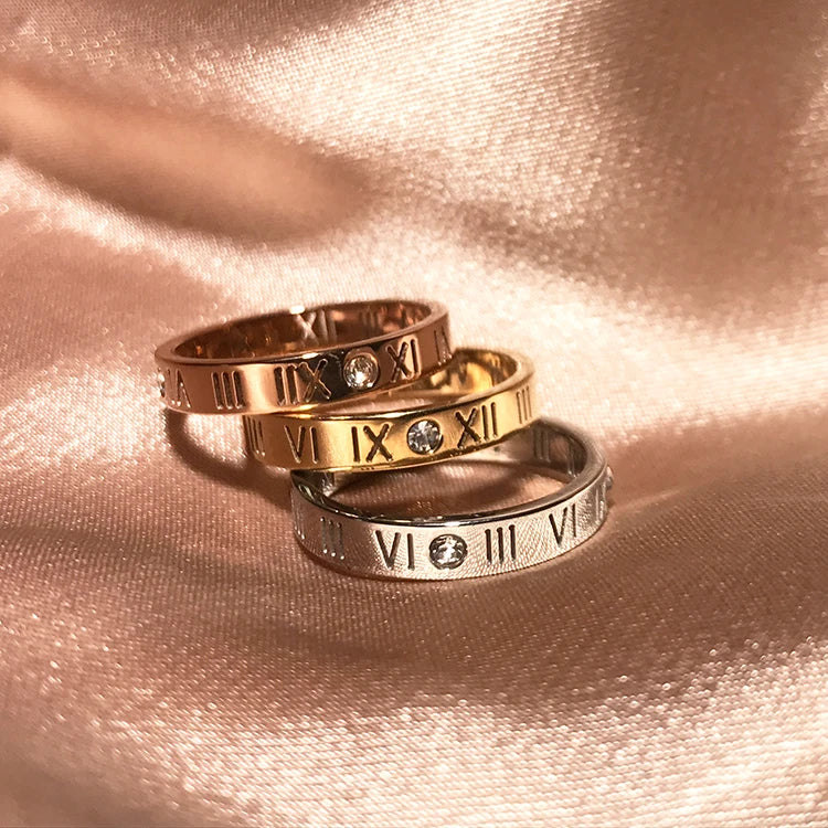 Fashion Zircon Roman Number Couple Friendship Ring