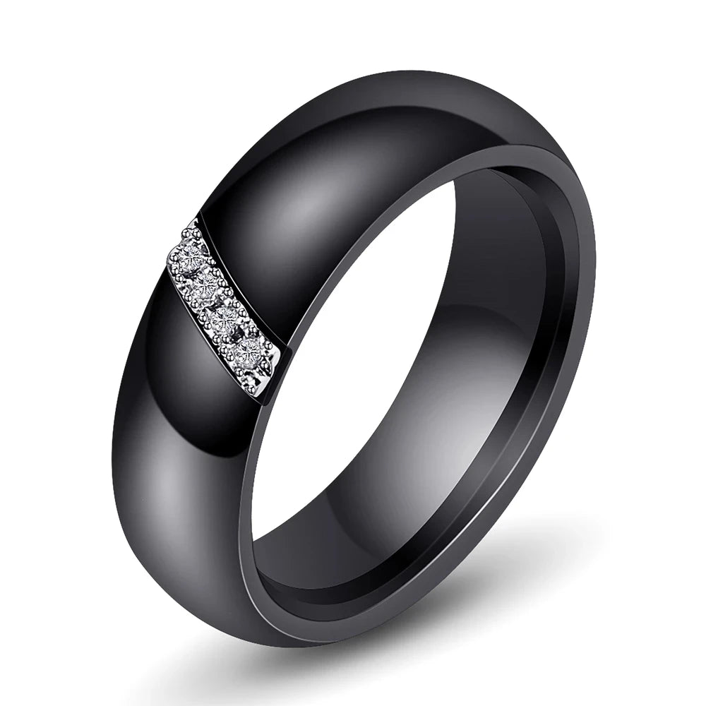 Unyst 6mm Black & White Ceramic Ring – Trendy Wedding Band for Women - Image 11