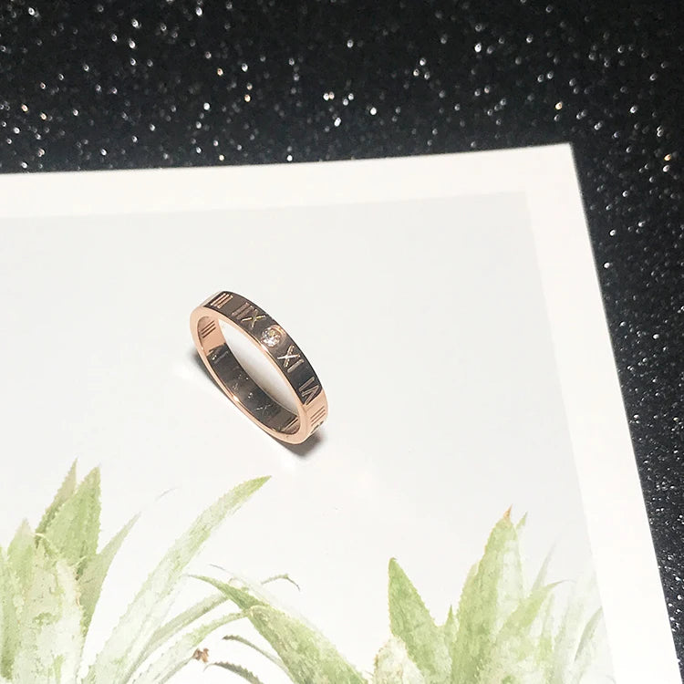 Uneju Roman Numeral Couple Ring – Fashion Zircon Band - Image 9