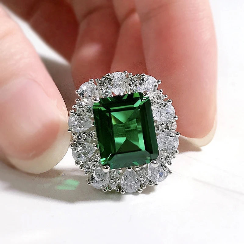 Oclie Emerald Sparkling High Carbon Diamond Ring - Image 8