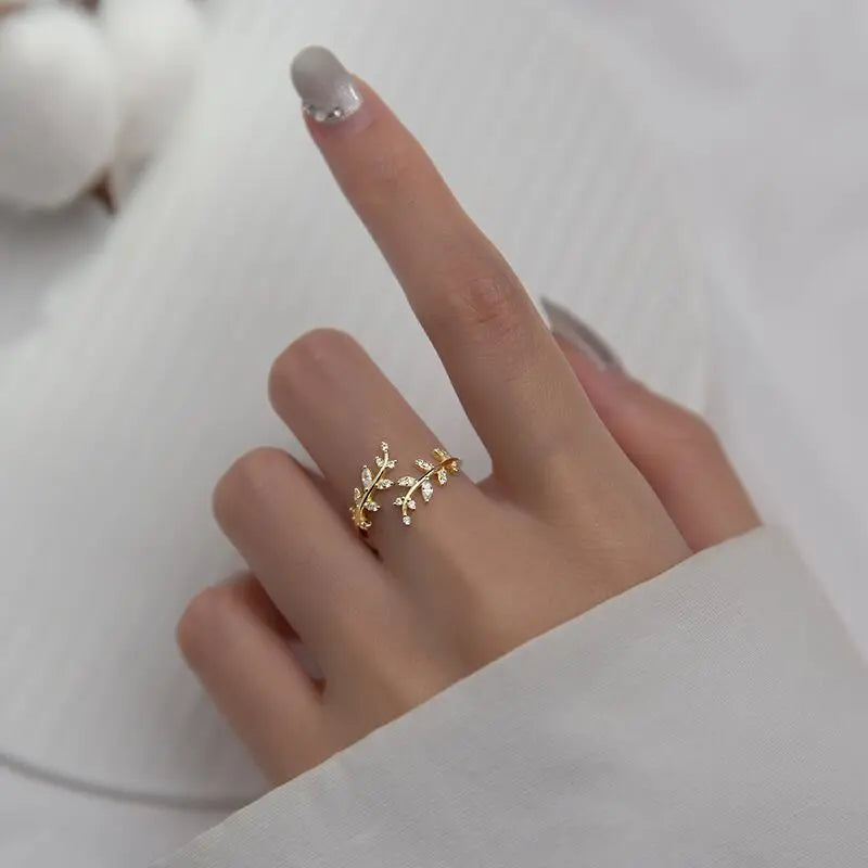Unilf 925 Sterling Silver Small Leaves Opening Ring - Image 4