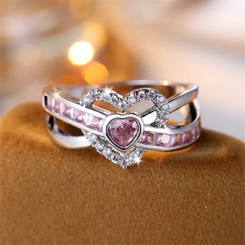Undiw Bridal Love Heart Pink Wedding Band - Image 4