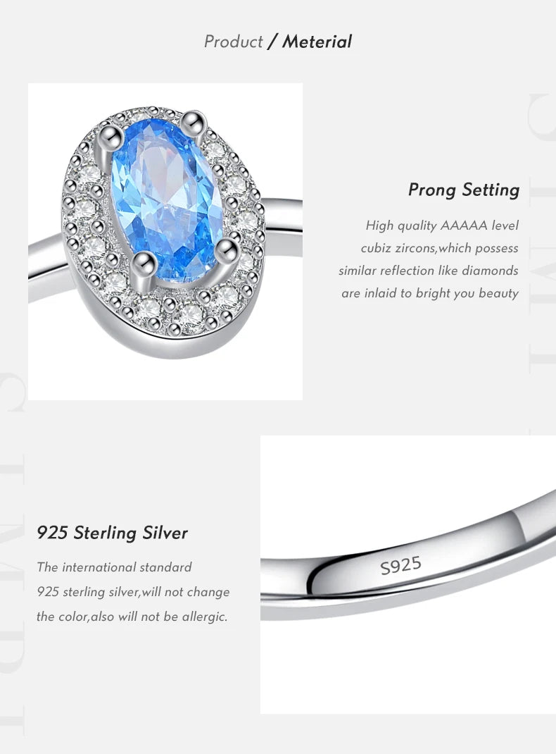 Ecooin Sterling Silver Rainbow Zirconia Oval Ring - Image 7