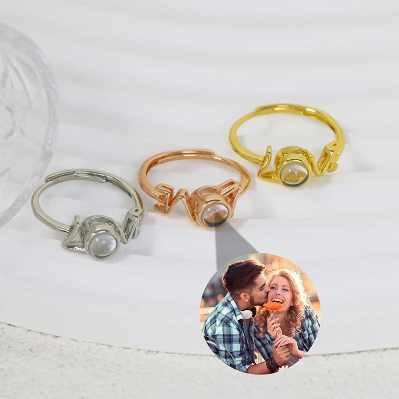 Uneju New Rose Flower Projection Memory Ring - Image 7