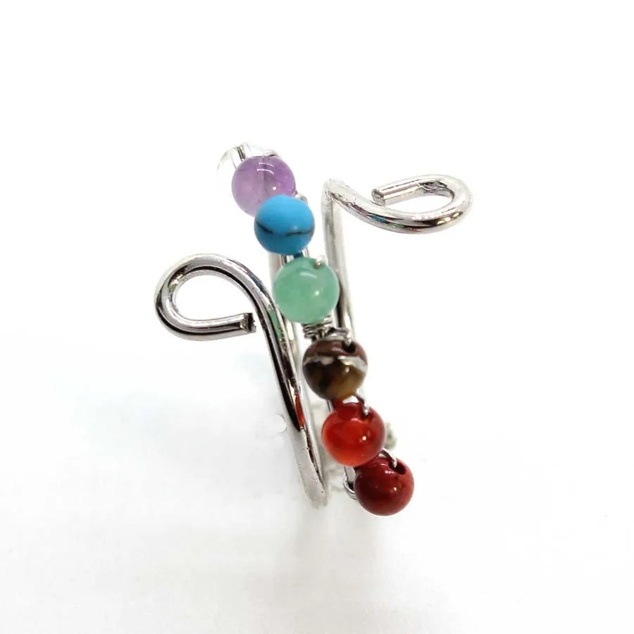 Natural Crystal Chakra Round Beads Anxiety Rings