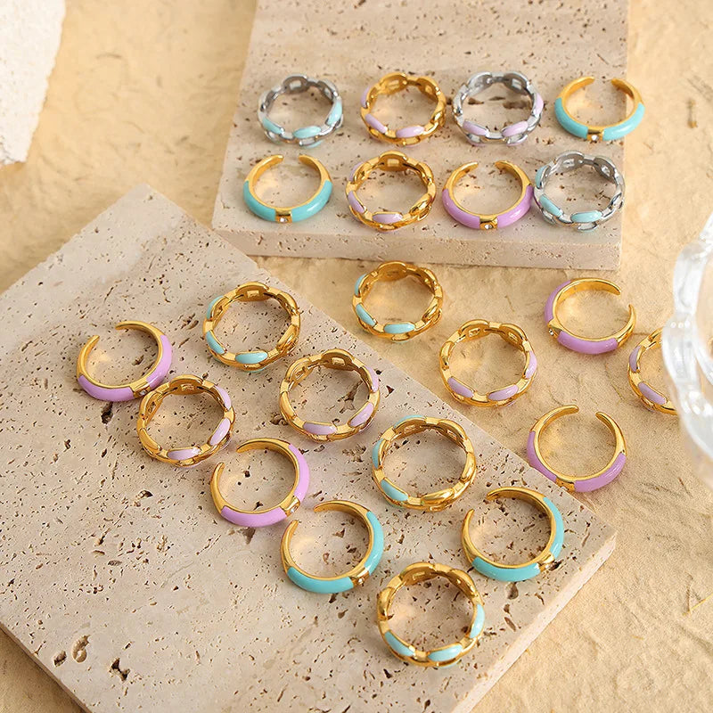 Undiw Unique Colorful Enamel Ring for Women - Image 7