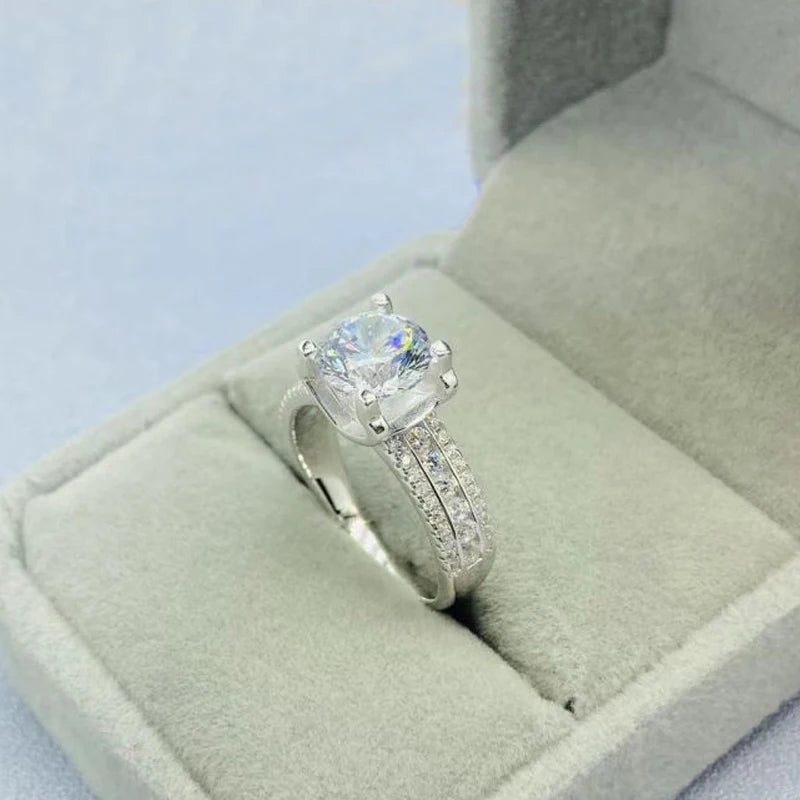 Moissanite Sterling Silver Band D Color VVS Diamond Wedding Ring