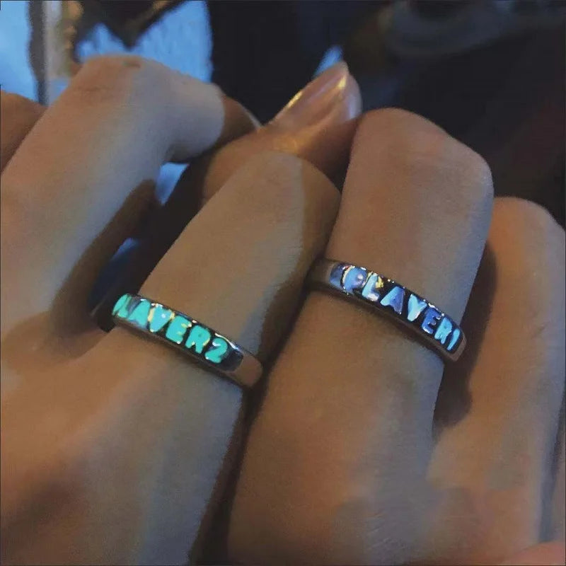 Angelofvogue Fashion Blue Love Heart Luminous Ring - Image 3