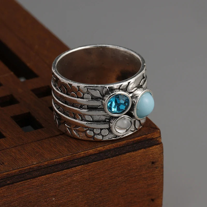 Unilf Vintage Natural Stone Statement Ring for Women - Image 4