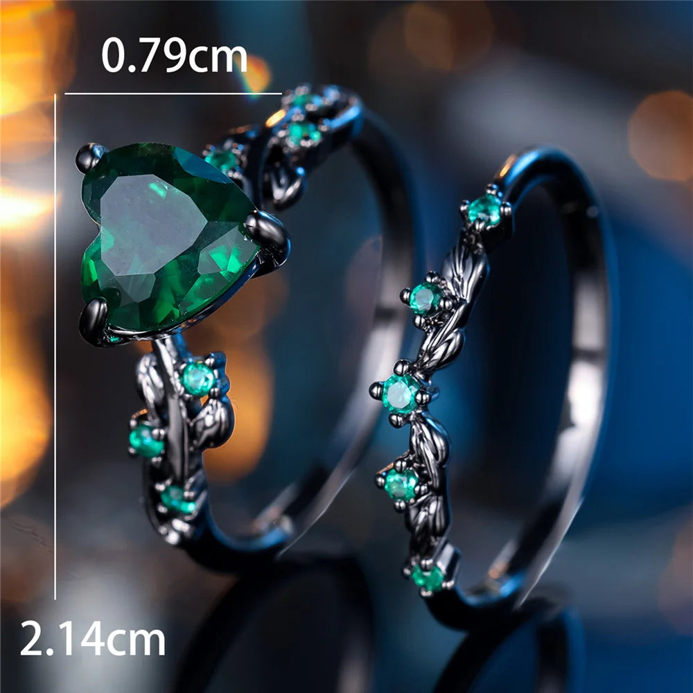 Angelofvogue Female Black Red Zircon Heart Engagement Ring - Image 4