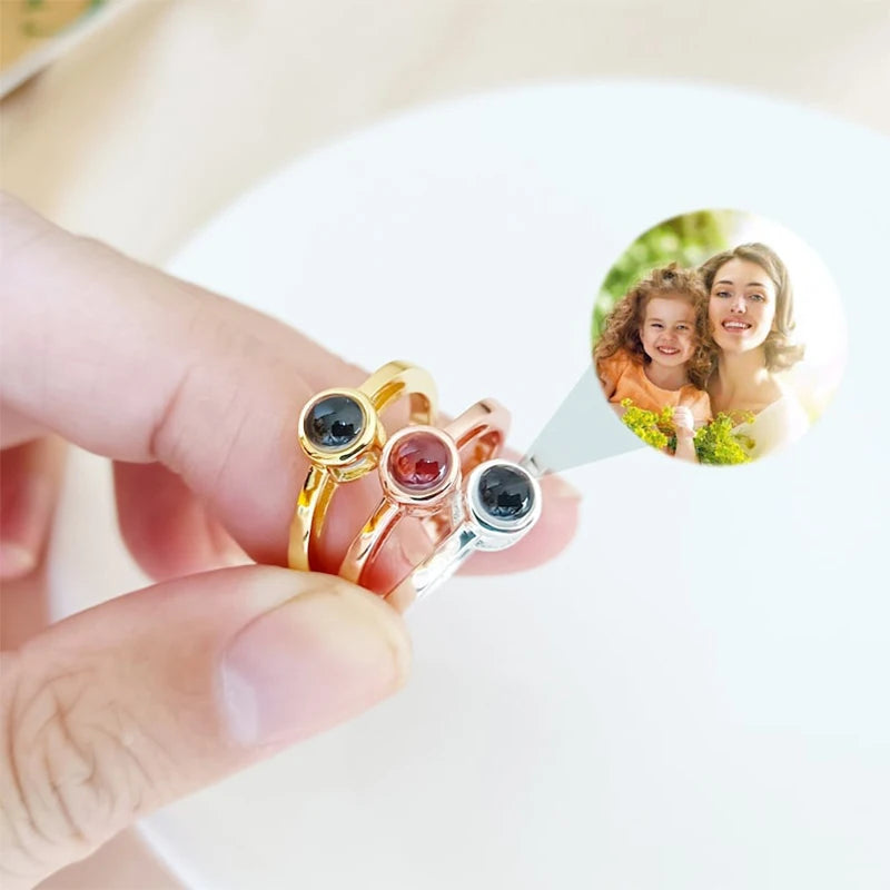 Uneju New Rose Flower Projection Memory Ring - Image 10