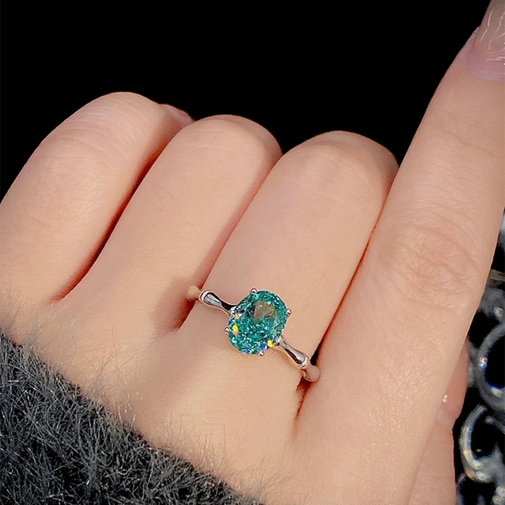 Ecooin Oval Cut Paraiba Tourmaline & Aquamarine Gemstone Ring - Image 3