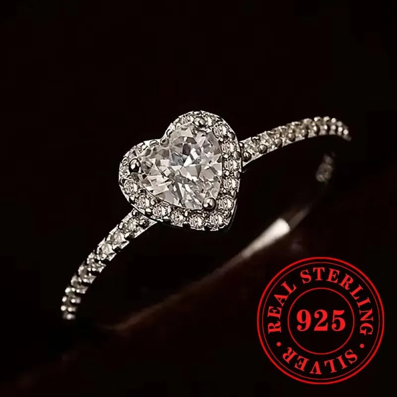 Unilf Minimalist Heart-Shaped 925 Sterling Silver Ring - Image 18