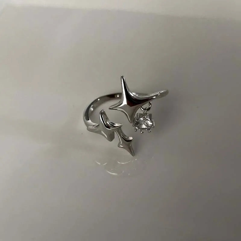 Chicya Vintage Irregular Cross Star Open Ring - Image 14