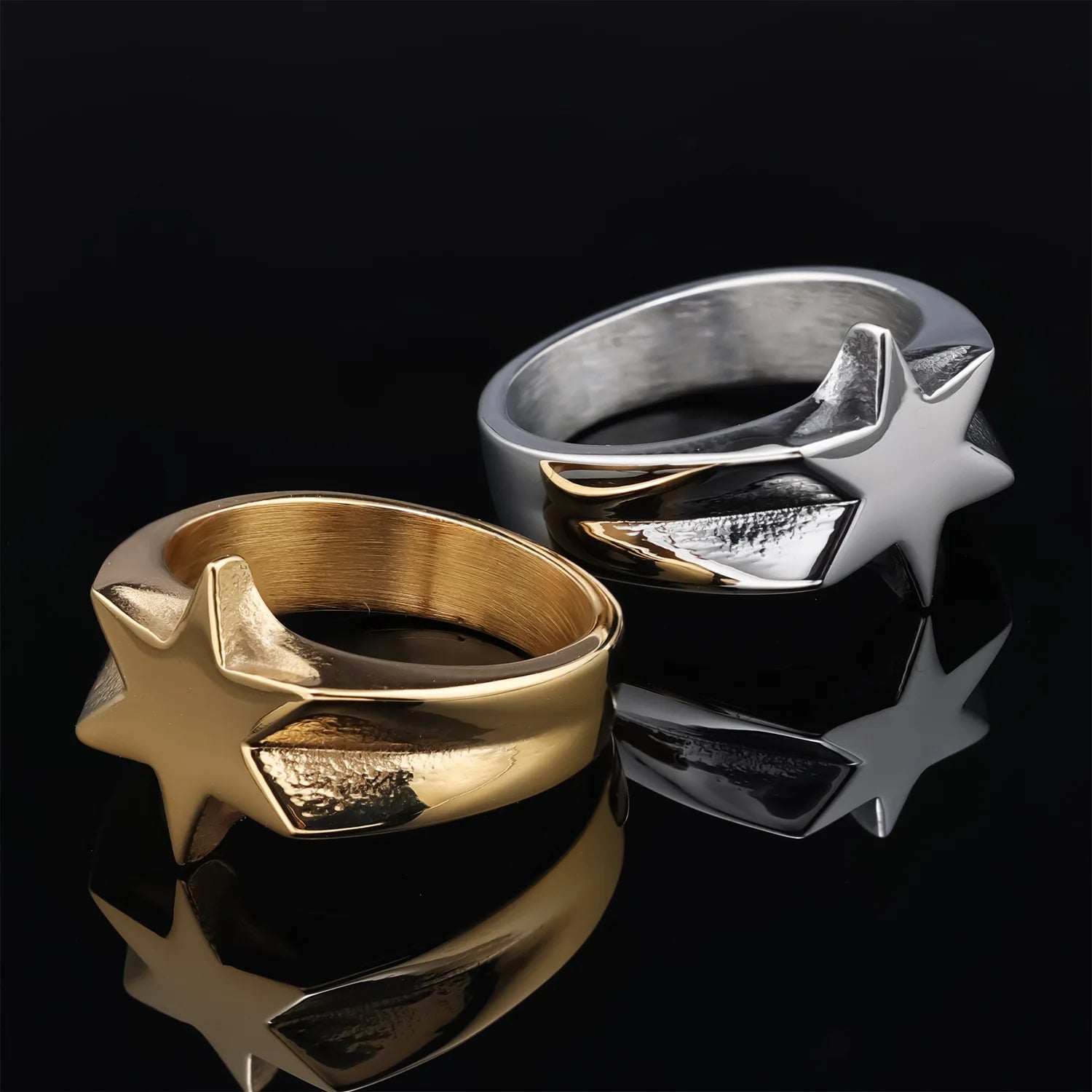 Premium Vintage Stainless Steel Amulet Pattern Six-Pointed Star Ring