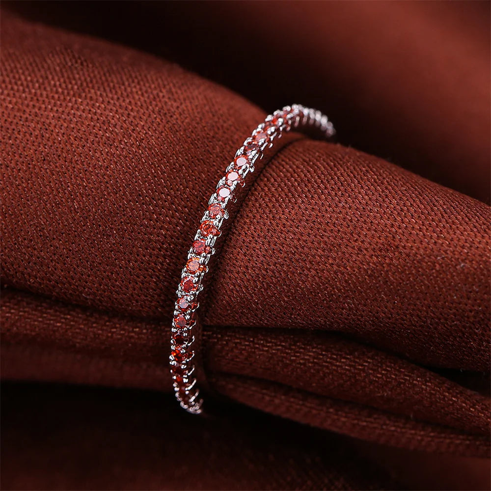 Ecooin Red Crystal Round Engagement Ring - Image 4