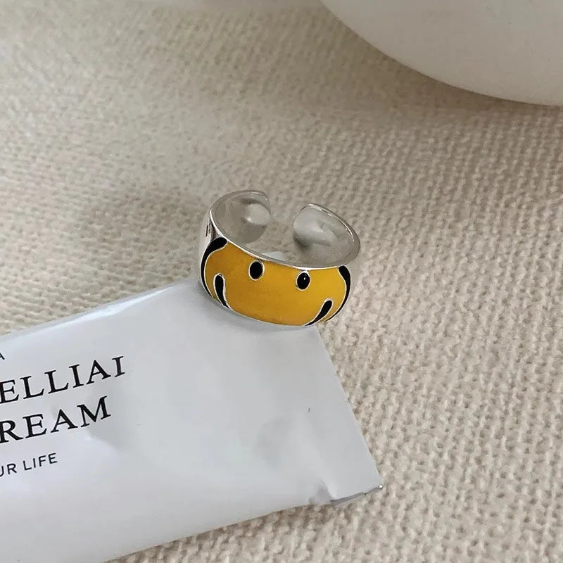 Unegi Yellow Smile Face Ring – 925 Sterling Silver - Image 4